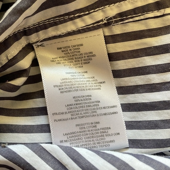 Equipment Monochrome Striped Shirt with Floral Embroidery - Picture 5 of 5